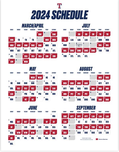 printable texas rangers schedule